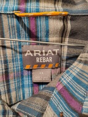 Ariat Plaid Button-Up Shirt in Teal, Purple, Gray